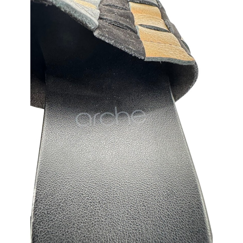 Arche Makkho Woven Leather Slide Sandals Black Bronze Silver Metallic Flat EU 37 - Picture 8 of 14